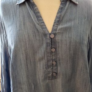 Talbots Tencel chambray popover blouse nwt xl